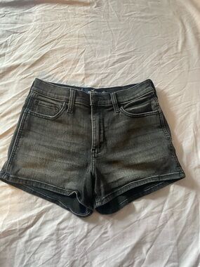 Hollister Faded Black Mid-Rise Denim Shorts